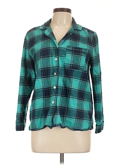 Pre-owned Lands' End Long Sleeve Button Down Shirt In Blue