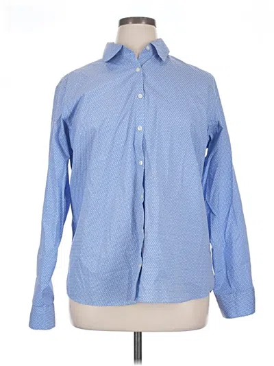 Pre-owned Lands' End Long Sleeve Button Down Shirt In Blue