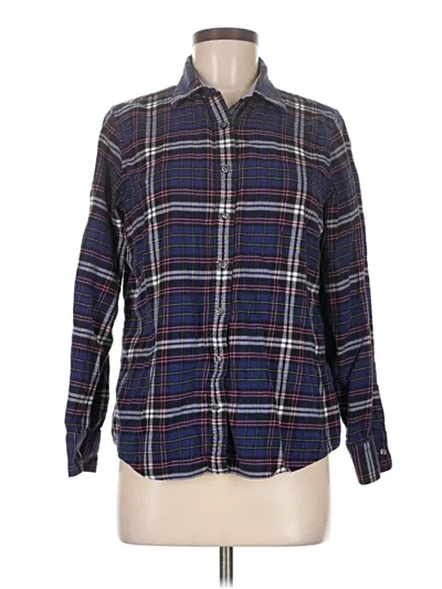 Pre-owned Lands' End Long Sleeve Button Down Shirt In Blue