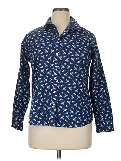 Pre-owned Lands' End Long Sleeve Button Down Shirt In Blue