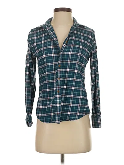 Pre-owned Lands' End Long Sleeve Button Down Shirt In Blue