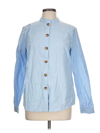 Pre-owned Lands' End Long Sleeve Button Down Shirt In Blue