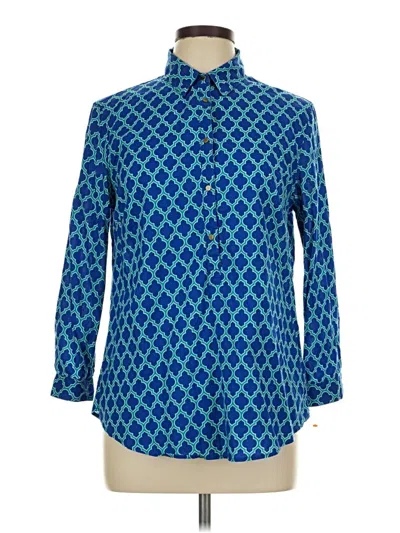Pre-owned Lands' End Long Sleeve Button Down Shirt In Blue