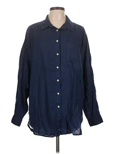 Pre-owned Lands' End Long Sleeve Button Down Shirt In Blue