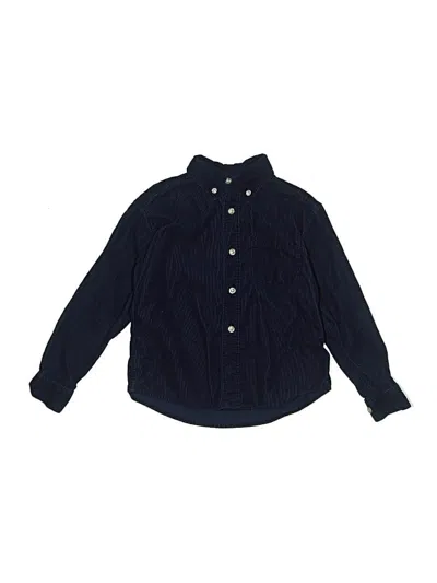 Pre-owned Lands' End Kids'  Long Sleeve Button Down Shirt In Blue
