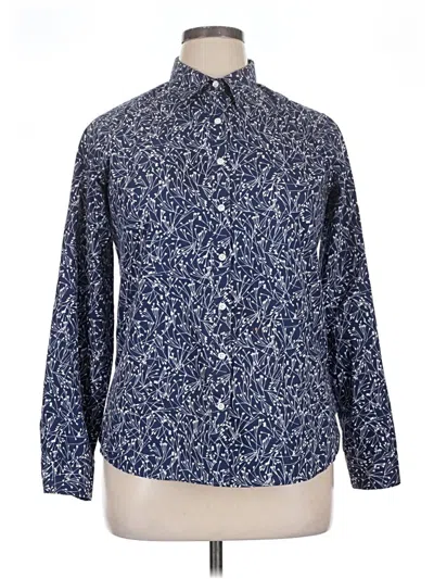Pre-owned Lands' End Long Sleeve Button Down Shirt In Blue