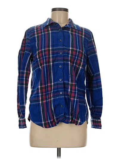 Pre-owned Lands' End Long Sleeve Button Down Shirt In Blue