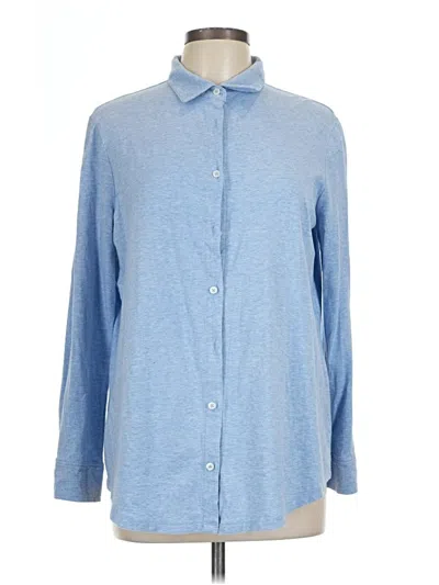 Pre-owned Lands' End Long Sleeve Button Down Shirt In Blue