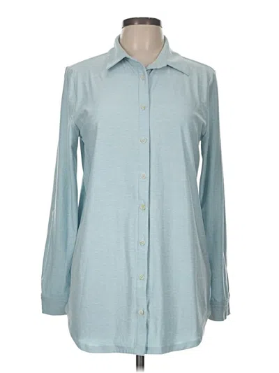 Pre-owned Lands' End Long Sleeve Button Down Shirt In Blue
