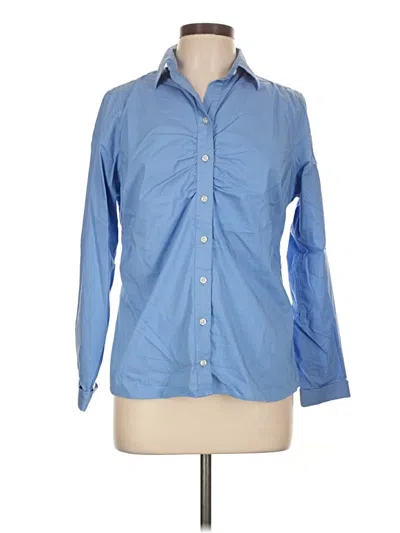 Pre-owned Lands' End Long Sleeve Button Down Shirt In Blue