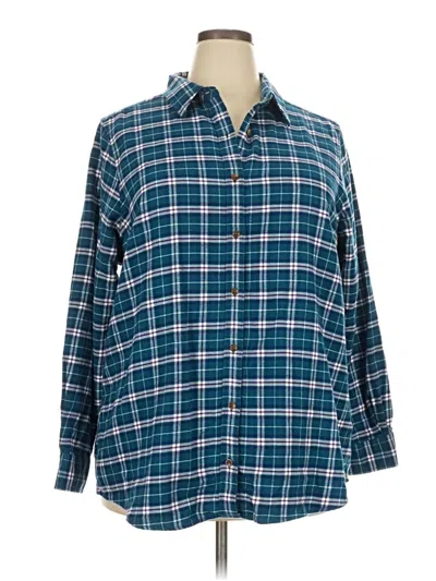 Pre-owned Lands' End Long Sleeve Button Down Shirt In Blue
