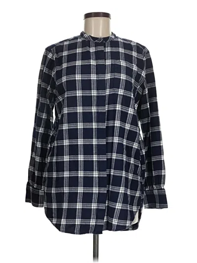 Pre-owned Lands' End Long Sleeve Button Down Shirt In Blue