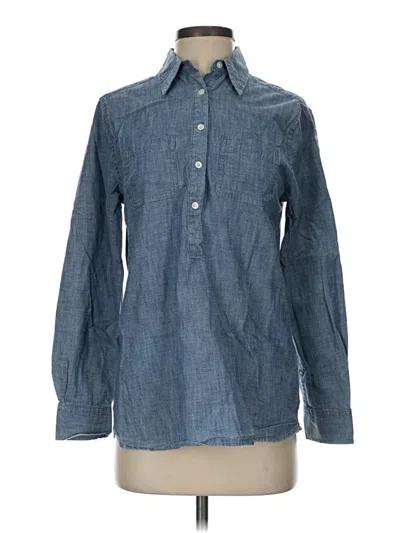 Pre-owned Lands' End Long Sleeve Button Down Shirt In Blue