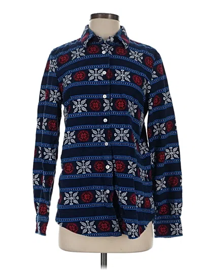Pre-owned Lands' End Long Sleeve Button Down Shirt In Blue