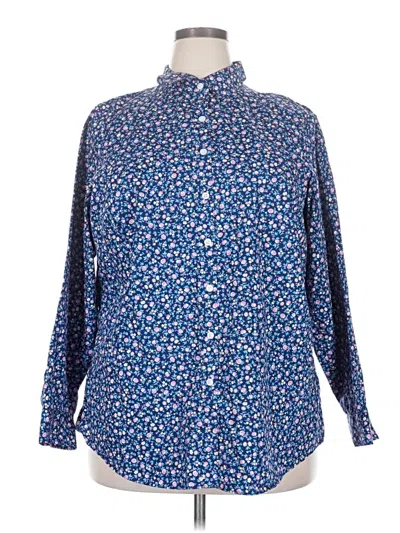 Pre-owned Lands' End Long Sleeve Button Down Shirt In Blue
