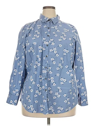 Pre-owned Lands' End Long Sleeve Button Down Shirt In Blue