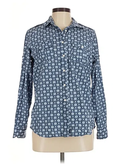 Pre-owned Lands' End Long Sleeve Button Down Shirt In Blue