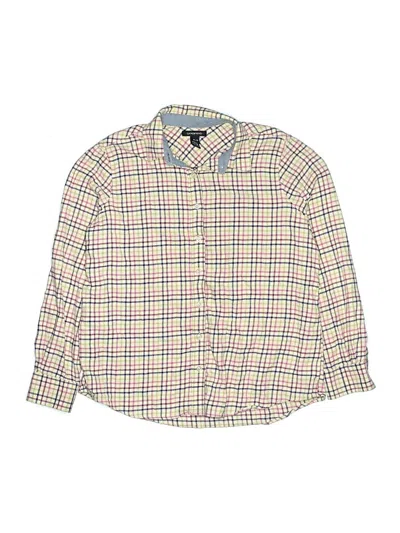 Pre-owned Lands' End Kids'  Long Sleeve Button Down Shirt In Blue
