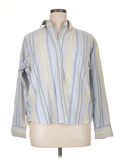 Pre-owned Lands' End Long Sleeve Button Down Shirt In Blue
