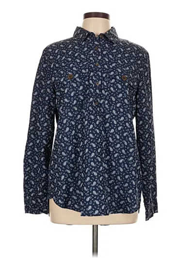 Pre-owned Lands' End Long Sleeve Button Down Shirt In Blue