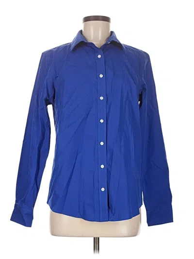 Pre-owned Lands' End Long Sleeve Button Down Shirt In Blue