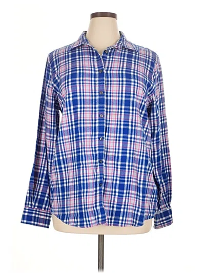 Pre-owned Lands' End Long Sleeve Button Down Shirt In Blue