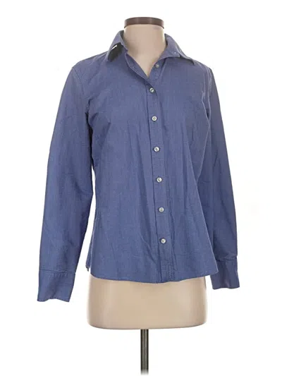 Pre-owned Lands' End Long Sleeve Button Down Shirt In Blue