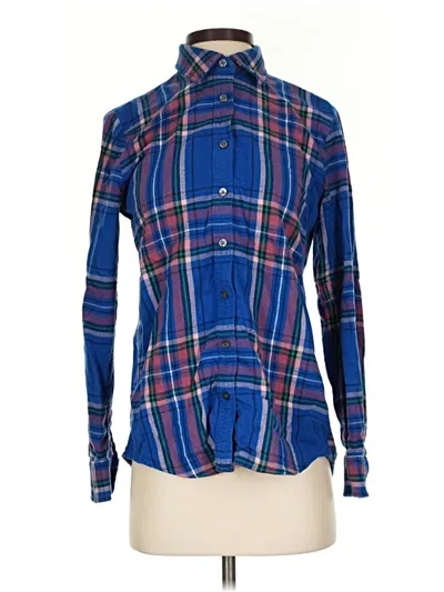 Pre-owned Lands' End Long Sleeve Button Down Shirt In Blue