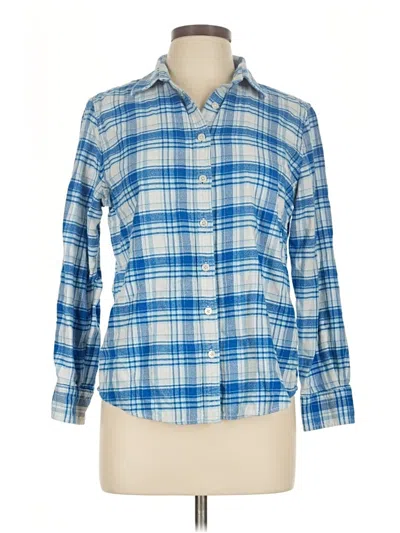 Pre-owned Lands' End Long Sleeve Button Down Shirt In Blue