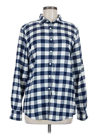 Pre-owned Lands' End Long Sleeve Button Down Shirt In Blue