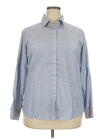Pre-owned Lands' End Long Sleeve Button Down Shirt In Blue