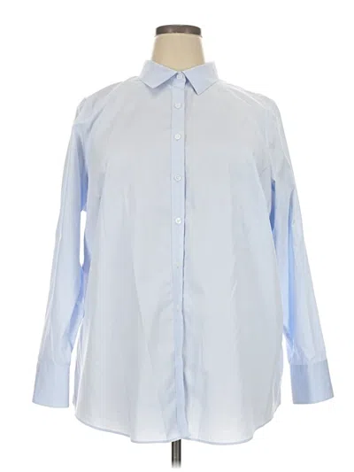 Pre-owned Lands' End Long Sleeve Button Down Shirt In Blue