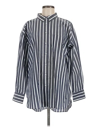 Pre-owned Lands' End Long Sleeve Button Down Shirt In Blue