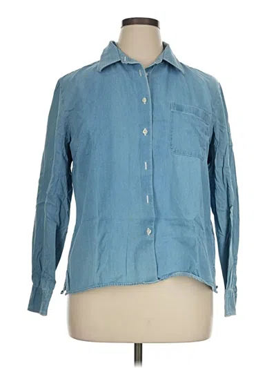Pre-owned Lands' End Long Sleeve Button Down Shirt In Blue