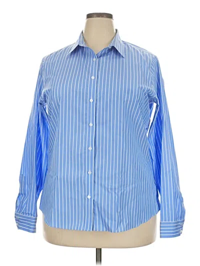 Pre-owned Lands' End Long Sleeve Button Down Shirt In Blue