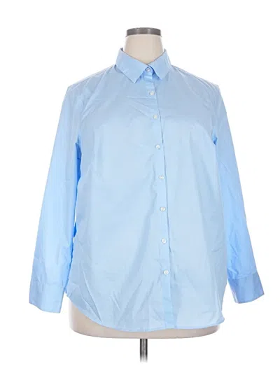 Pre-owned Lands' End Long Sleeve Button Down Shirt In Blue