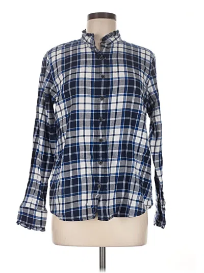 Pre-owned Lands' End Long Sleeve Button Down Shirt In Blue