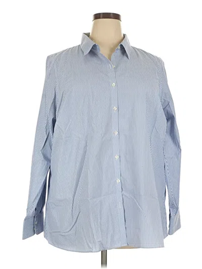 Pre-owned Lands' End Long Sleeve Button Down Shirt In Blue
