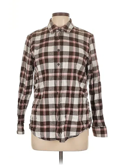 Pre-owned Lands' End Long Sleeve Button Down Shirt In Brown