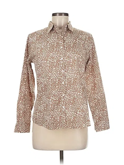 Pre-owned Lands' End Long Sleeve Button Down Shirt In Brown