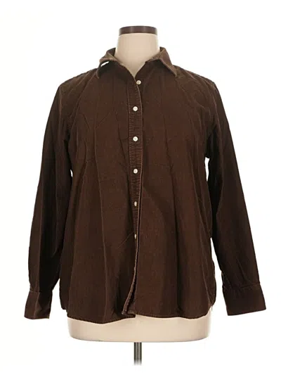 Pre-owned Lands' End Long Sleeve Button Down Shirt In Brown