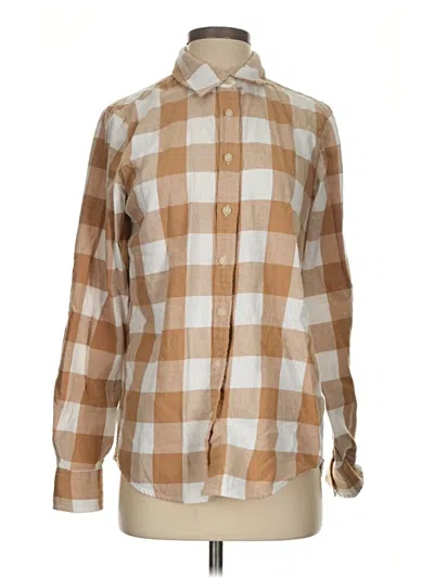 Pre-owned Lands' End Long Sleeve Button Down Shirt In Brown