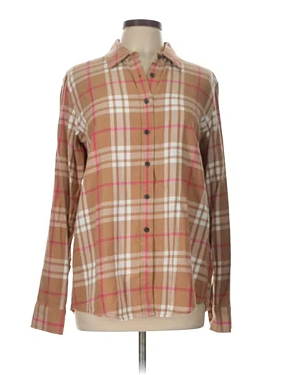 Pre-owned Lands' End Long Sleeve Button Down Shirt In Brown
