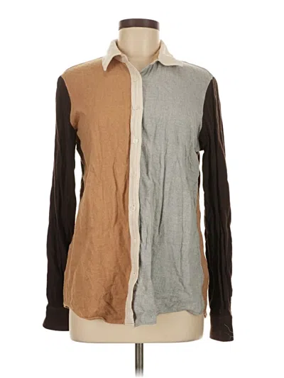 Pre-owned Lands' End Long Sleeve Button Down Shirt In Brown