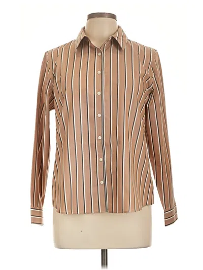 Pre-owned Lands' End Long Sleeve Button Down Shirt In Brown