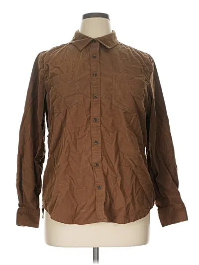 Pre-owned Lands' End Long Sleeve Button Down Shirt In Brown
