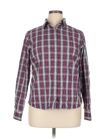 Pre-owned Lands' End Long Sleeve Button Down Shirt In Burgundy