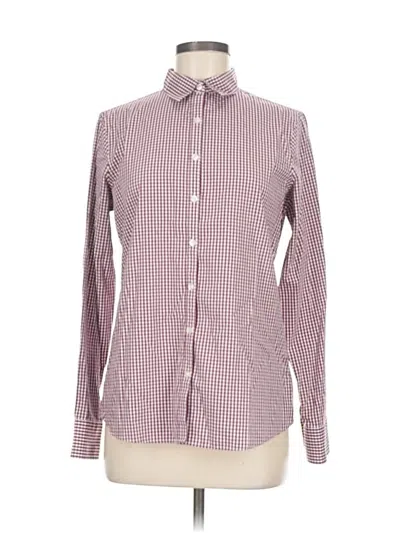 Pre-owned Lands' End Long Sleeve Button Down Shirt In Burgundy