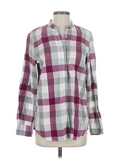 Pre-owned Lands' End Long Sleeve Button Down Shirt In Burgundy