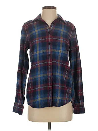 Pre-owned Lands' End Long Sleeve Button Down Shirt In Burgundy